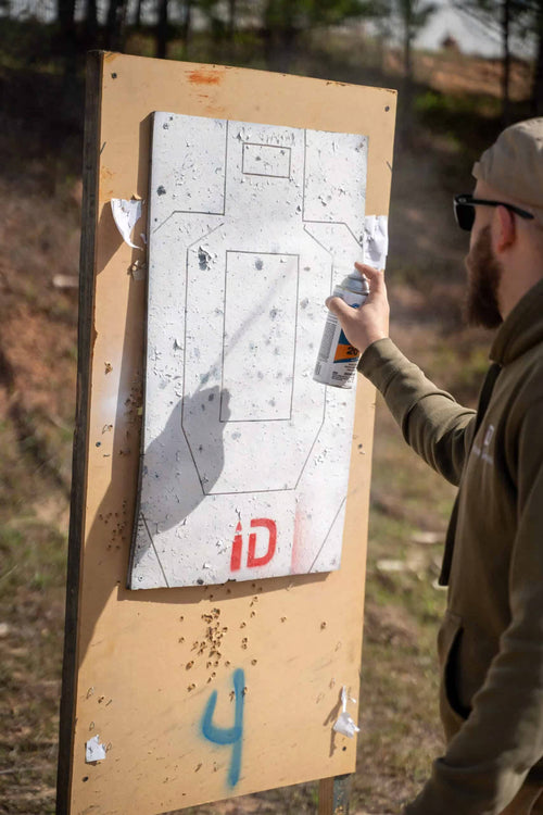 Spray painting an infinity target after shooting it