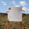 B6 target on stand outdoors arizona. self healing infinity target