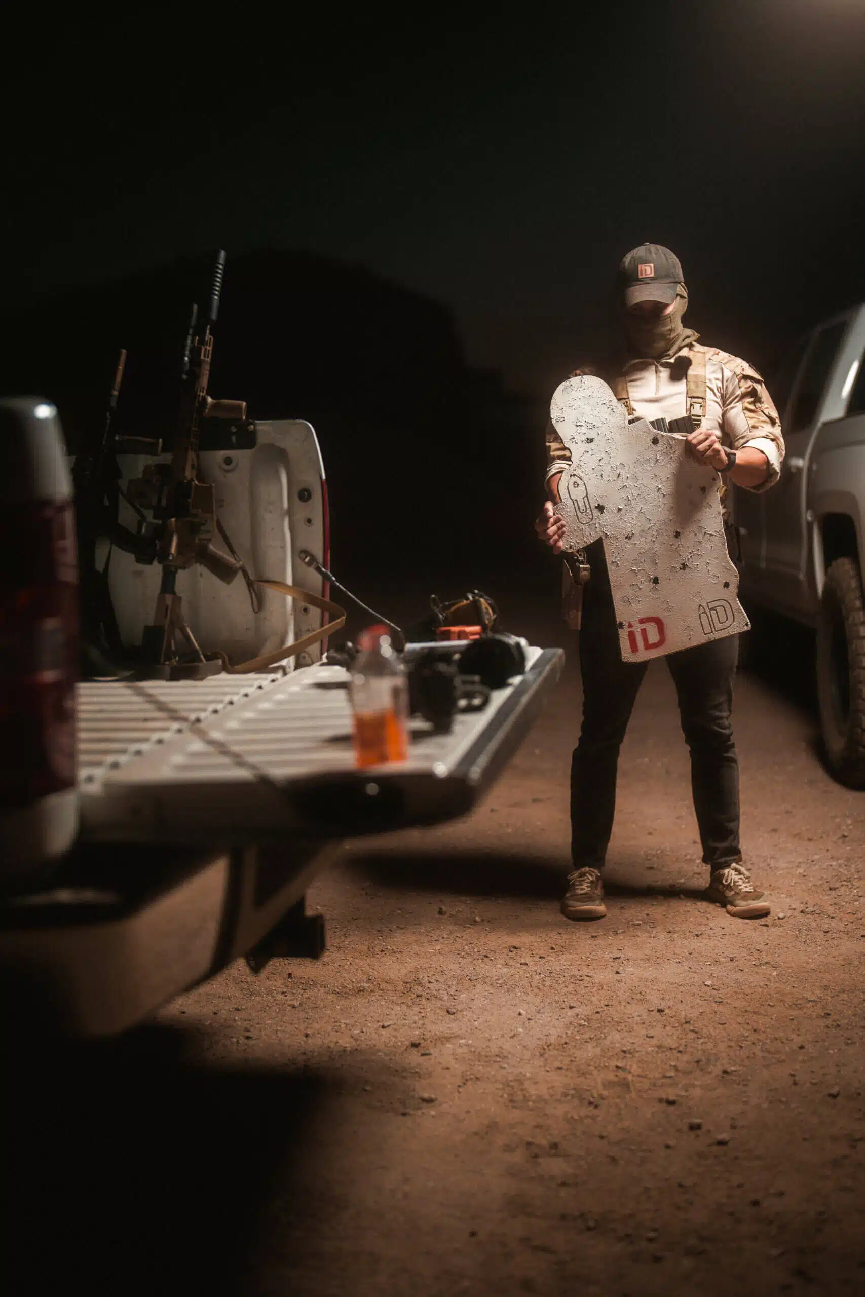 pick up truck with guns and threat target