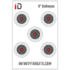 five bullseye paper target. Target is stapled to rubber target. infinitytargets.com