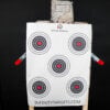 five bullseye paper target. Target is stapled to rubber target. infinitytargets.com
